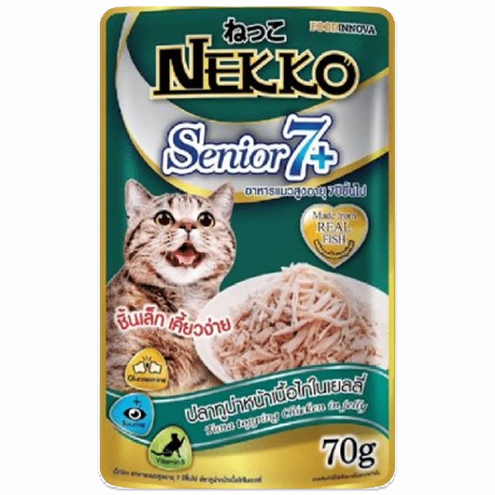 NEKKO ปลาทูน่าหน้าเนื้อไก่ในเยลลี่ แมวสูงอายุ ( 7ปีขึ้นไป )