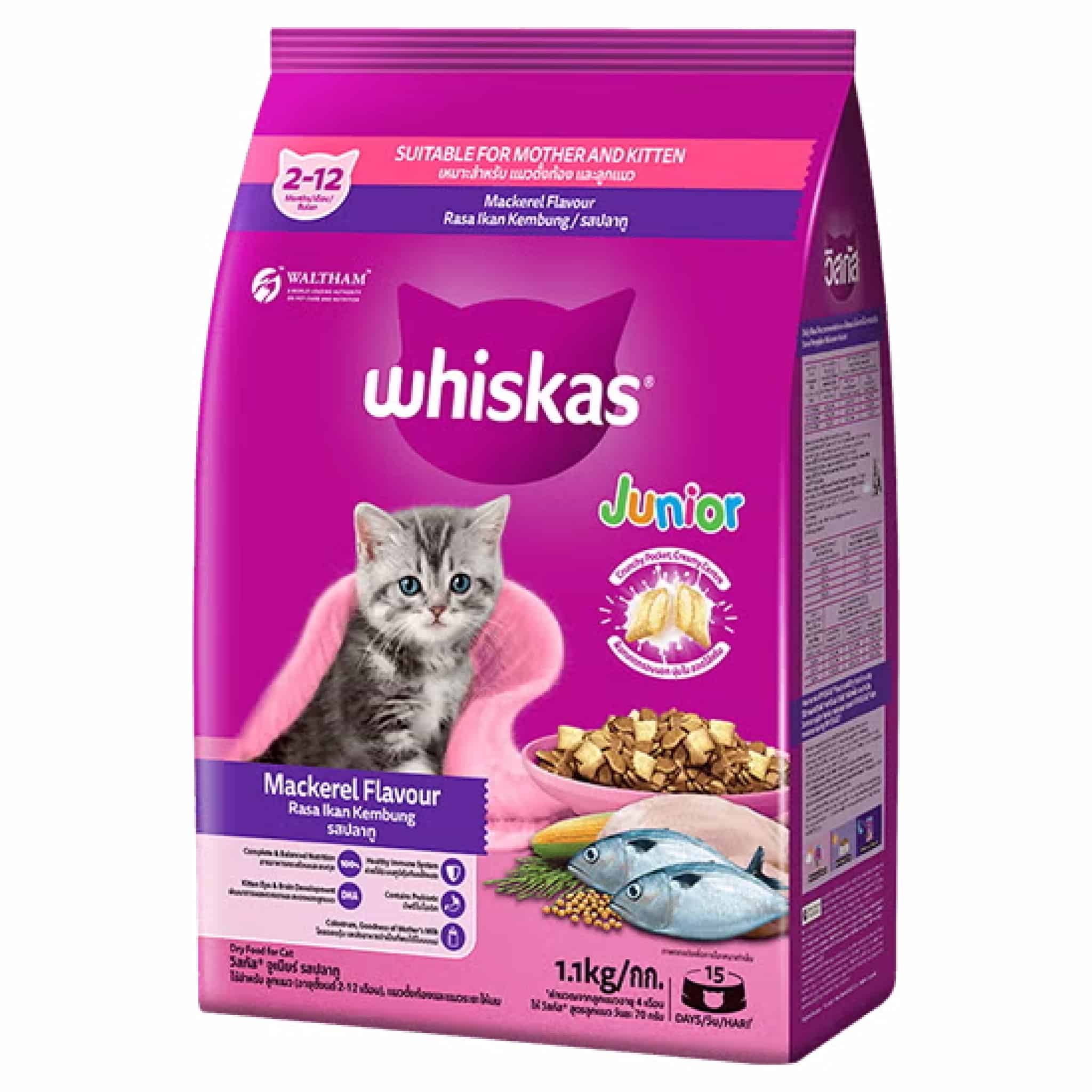 Whiskas ลูกแมว  รสปลาทู 1.1 ก.ก