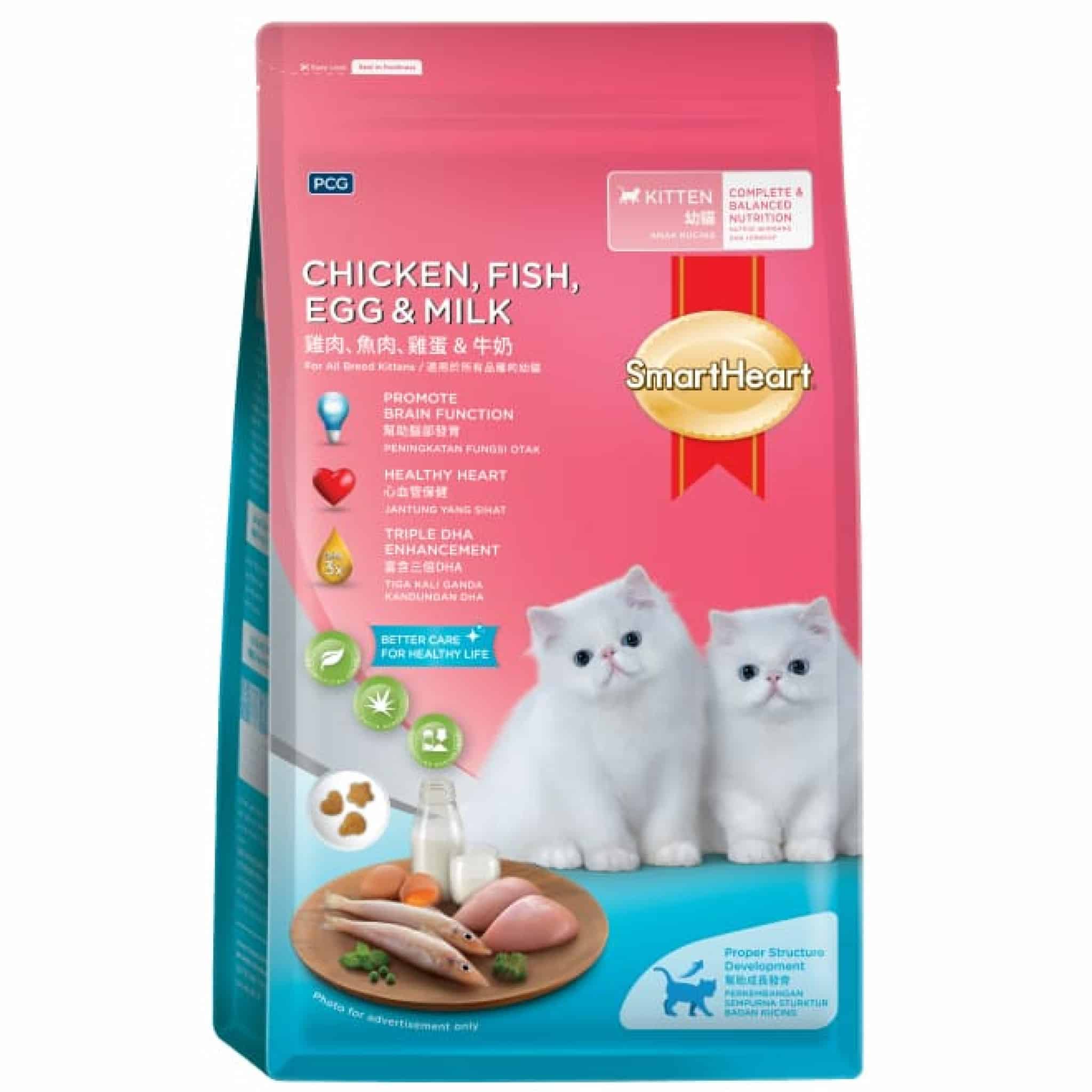 สมาร์ทฮาร์ท อาหารลูกแมว รสไก่ ปลา ไข่ และนม